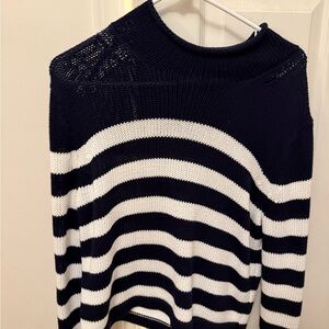 J. Crew Navy and White Striped Sweater